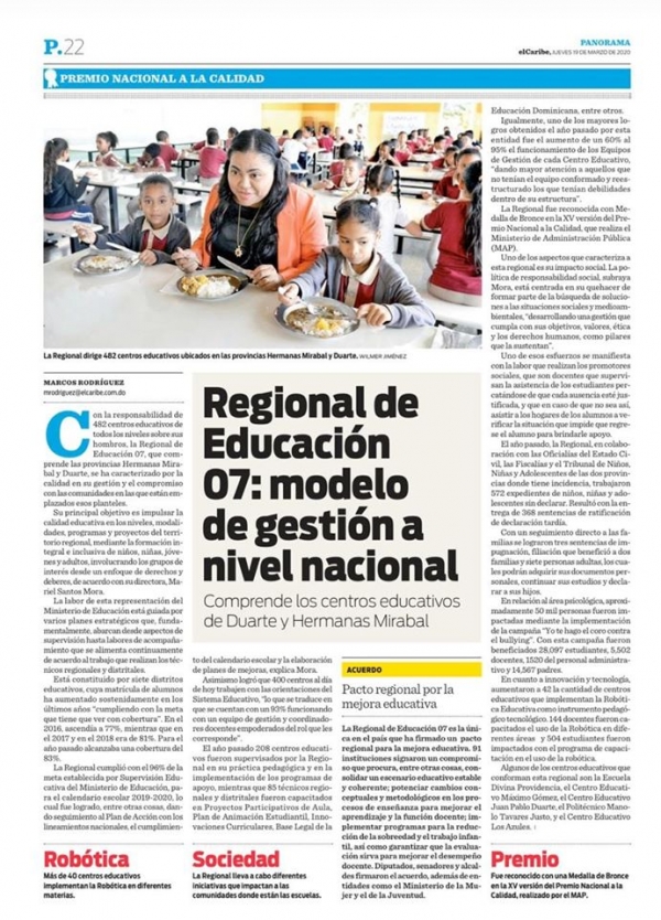 Periódico presenta y valora gestión Educativa Regional de Educación 07