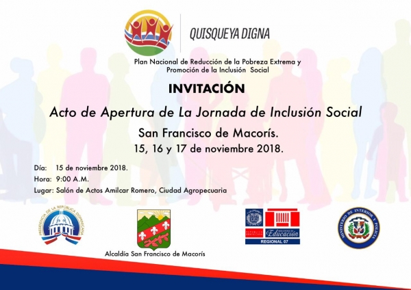 Anuncian Jornada de Inclusión Social en la Provincia Duarte