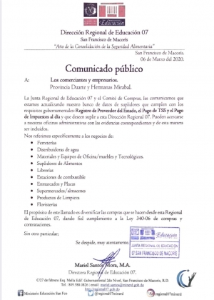 Importante: Comunicado P&uacute;blico