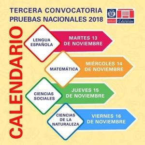 Calendario para la aplicaci&oacute;n de las Pruebas Nacionales